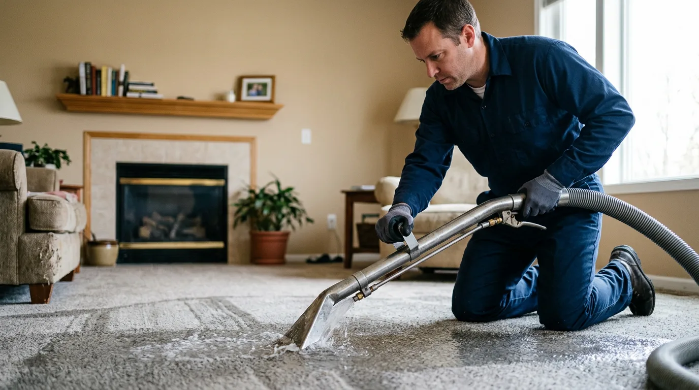 Water damage restoration technician working near Perkasie, PA